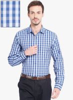 Mark Taylor Blue Checked Slim Fit Formal Shirt