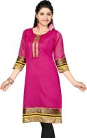 Meher Impex Casual, Festive, Party, Wedding Solid Women's Kurti(Pink, Gold)