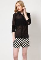 Only Black Polyester Full Sleeves Shirt