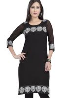 Raindrops Black Printed Kurtis