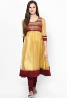 Svarikaa Mustard Yellow Solid Anarkali