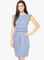 The Vanca Blue Colored Printed Bodycon Dress