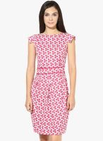 The Vanca Pink Colored Printed Bodycon Dress