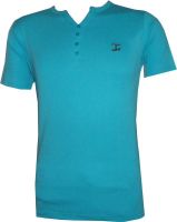 Tick Lish Solid Men's V-neck Light Blue T-Shirt