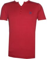Tick Lish Solid Men's V-neck Red T-Shirt