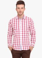 Western Vivid Red Checked Regular Fit Casual Shirt