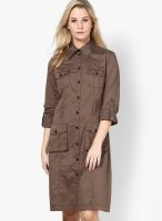 s.Oliver Brown Colored Solid Shift Dress