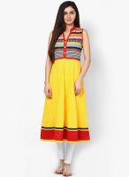 Aum Yellow Printed Anarkali