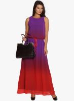 Folklore Purple Colored Solid Maxi Dress
