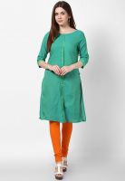 G Green Solid Kurta