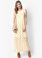 Global Desi Yellow Colored Printed Maxi Dress