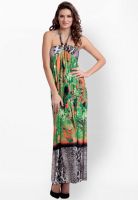 Heart 2 Heart Green Colored Printed Maxi Dress