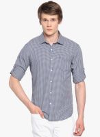 Highlander Navy Blue Checks Slim Fit Casual Shirt