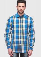 Jogur Blue Check Slim Fit Casual Shirt