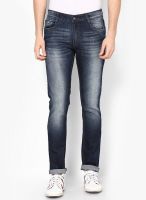 John Players Solid Blue Skinny Fit Jeans