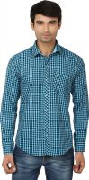 Kalpatru Men's Checkered Casual Blue Shirt