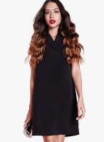 Missguided Black Sleeveless Tux Shirt Dress