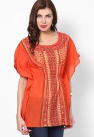 People Orange Printed Kurtis