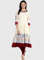 Span Off White Printed Kurtis