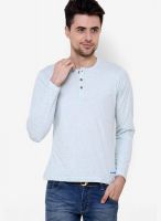 Camino Blue Solid Henley T-Shirt