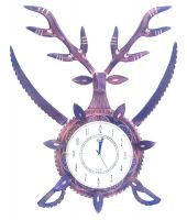 Clickflip Purple Wooden Handcraft Clock