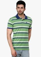 Cotton County Premium Green Striped Polo T-Shirt