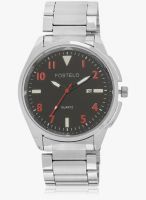 FOSTELO Black/Silver Stainless Steel Analog Watch