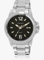 FOSTELO Black/Silver Stainless Steel Analog Watch