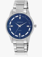 FOSTELO Blue/Silver Stainless Steel Analog Watch