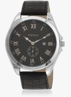 FOSTELO Brown/Black Leather Analog Watch