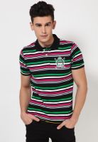 Jogur Black Striped Polo T-Shirts