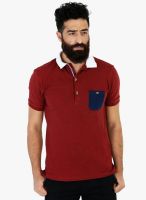 Mr Button Red Solid Polo T-Shirt