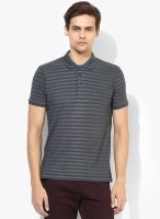 Phosphorus Dark Grey Striped Polo T-Shirt