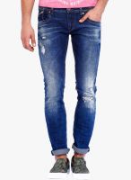 Rookies Blue Mid Rise Slim Fit Jeans