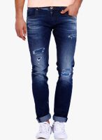 Rookies Blue Mid Rise Slim Fit Jeans