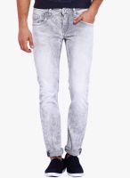 Rookies Grey Mid Rise Slim Fit Jeans