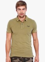 Rookies Khaki Solid Polo T-Shirt