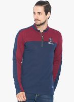 Status Quo Navy Blue Solid Polo T-Shirt