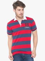 Status Quo Red Striped Polo T-Shirt