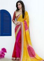 Triveni Sarees Magenta Embroidered Saree