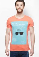 United Colors of Benetton Orange Solid Round Neck T-Shirts