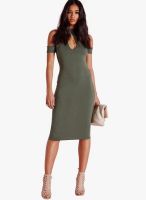 Missguided Khaki Keyhole Arm Cuff Midi Dress