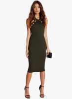 Missguided Khaki Eyelet Detail Midi Dress