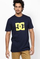 DC Navy Blue Printed Round Neck T-Shirts