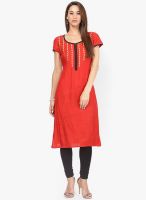 G Red Solid Kurta