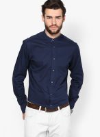 I Know Solid Navy Blue Casual Shirt