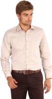 I-Voc Men's Harringbone Formal Beige Shirt
