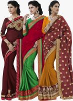 Indian Women By Bahubali Combo of 3 Multicoloured Embellished Sarees