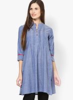 Jugnu Blue Solid Kurtis