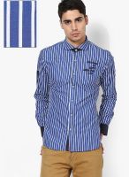 R&C Striped Blue Casual Shirt